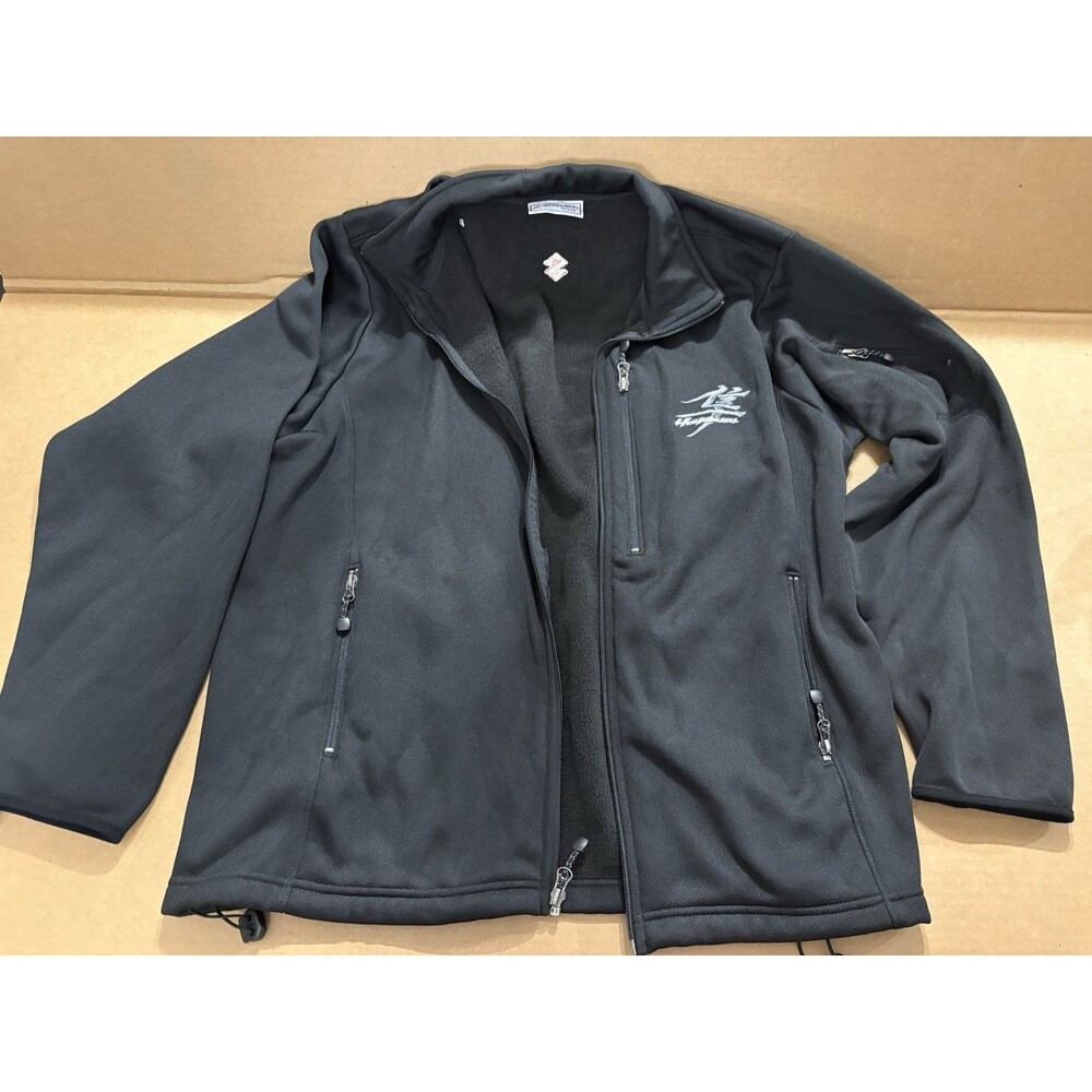 Suzuki Black Softshell Full Zip Jacket Fleece Lined Embroidered Logo XL vintage